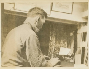 Image of Corona and Robie in cabin of Bowdoin
